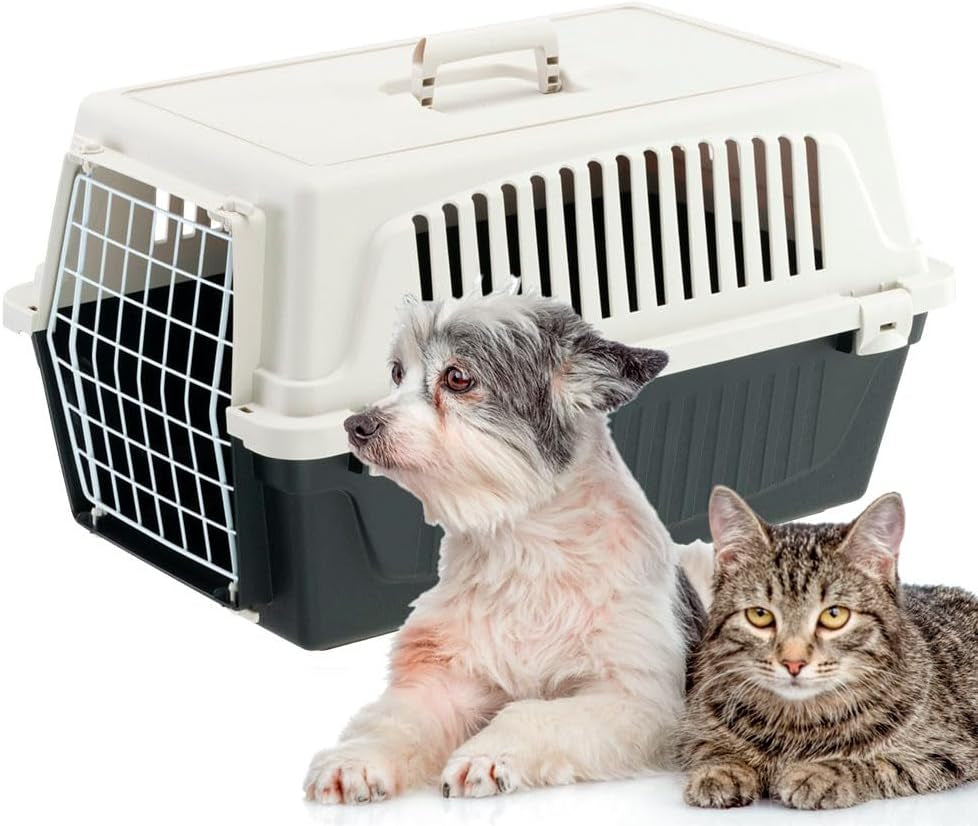 Cat Carrier Small Dog Carrier, Secure, Practical, Easy to Clean, Durable Pet Dog/Cat Travel Box Cage up to 8 Kg. 58 X 37 X H 32 Cm. Black