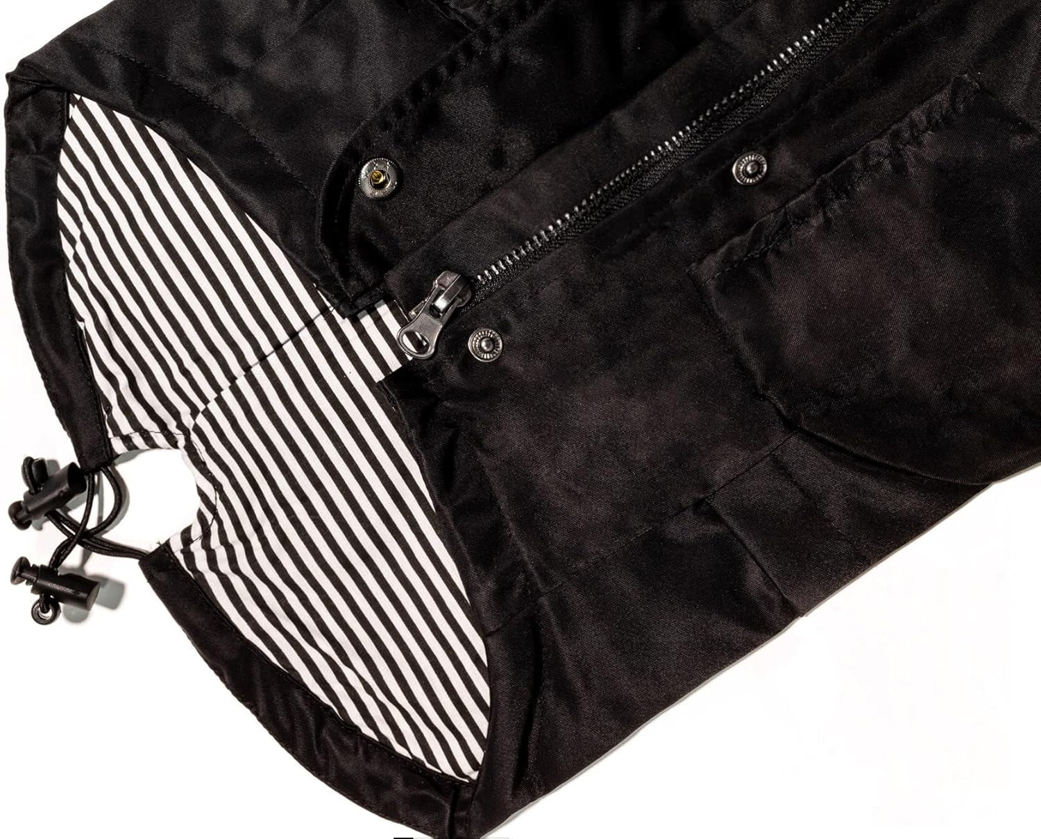 Midnight Black Zip up Dog Raincoat with Reflective Buttons, Pockets, Rain/Water Resistant, Adjustable Drawstring, & Removable Hood - XXS to XXL - Premium Dog Raincoats (Large, Black)