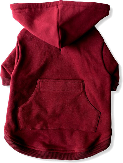 Zip up Adventure Dog Hoodie with Hook & Loop Pockets and Adjustable Drawstring Hood - XXS to XXL - Multiple Colors - Comfortable & Versatile Dog Hoodies (Maroon, XXS)