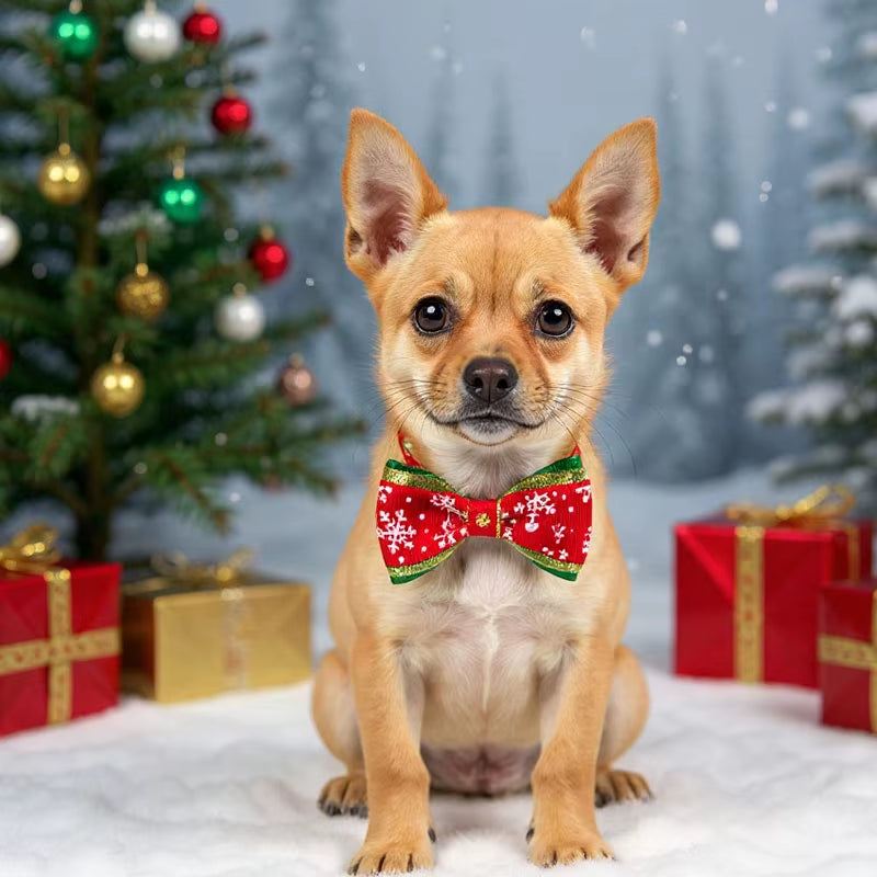 Pet Christmas Bow Tie Dog Collar with Bowknot Stylish Holiday Pet Accessory for Dogs Perfect for Christmas and Special Occasions