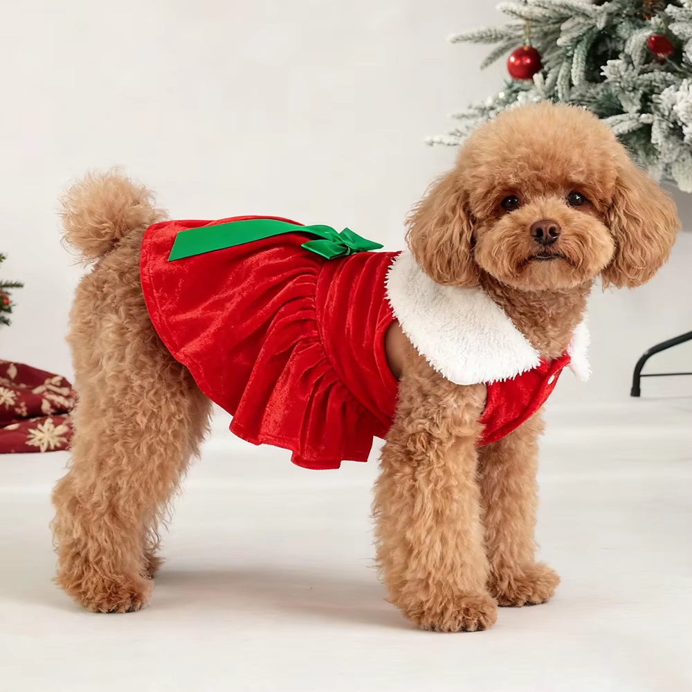 Christmas Dog Dress Pet Christmas Costume Cat Clothes Girl Puppy Xmas Holiday Party Cosplay Outfit Winter Apparel for Small Dogs