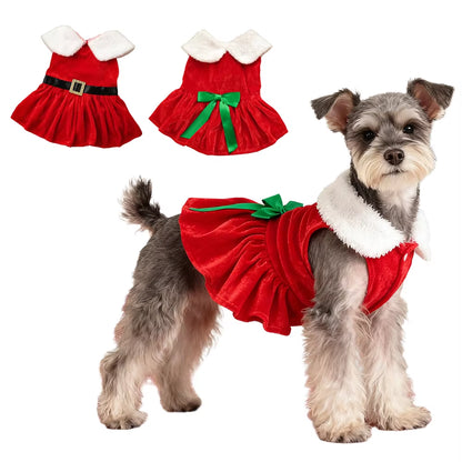 Christmas Dog Dress Pet Christmas Costume Cat Clothes Girl Puppy Xmas Holiday Party Cosplay Outfit Winter Apparel for Small Dogs