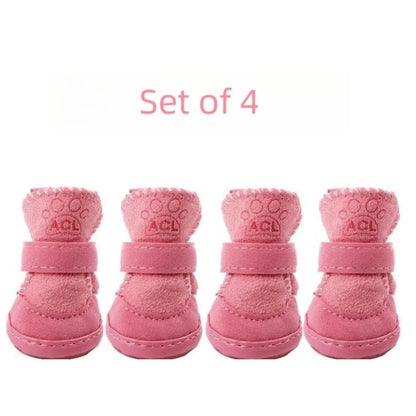 4Pcs Pet Snow Boots Thickened Plush Warm Cotton Non-Slip Shoes Small Big Dog Sports Shoes Supplies anti Fouling Won'T Fall Off
