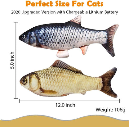 Floppy Fish Cat Toy, 2 Pack Interactive Cat Toy-Realistic Plush Simulation Fish Cat Toy-Electric Fish Catnip Toys- Funny Pets Chew Bite Supplies for Cat, Kitty, Puppy, Kitten (Navybule+Yellow)