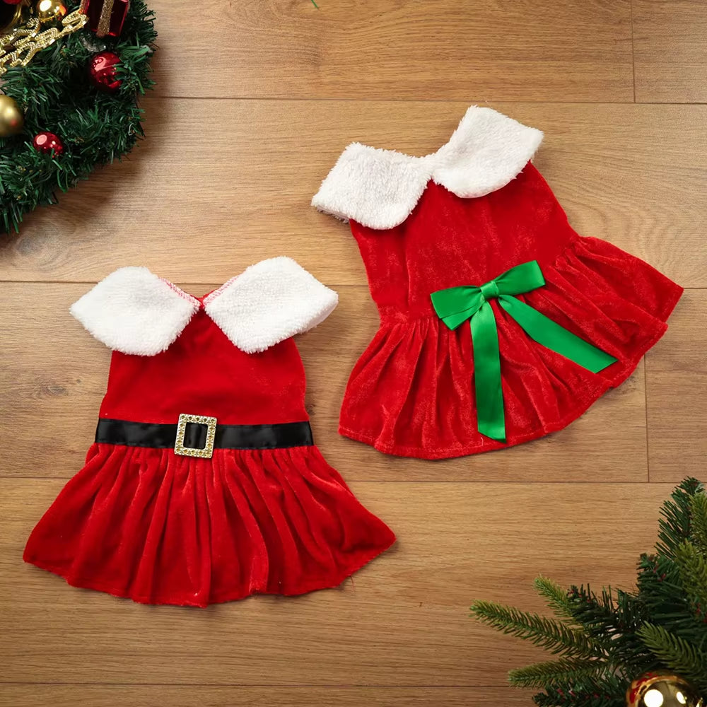 Christmas Dog Dress Pet Christmas Costume Cat Clothes Girl Puppy Xmas Holiday Party Cosplay Outfit Winter Apparel for Small Dogs