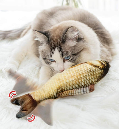 Floppy Fish Cat Toy, 2 Pack Interactive Cat Toy-Realistic Plush Simulation Fish Cat Toy-Electric Fish Catnip Toys- Funny Pets Chew Bite Supplies for Cat, Kitty, Puppy, Kitten (Navybule+Yellow)