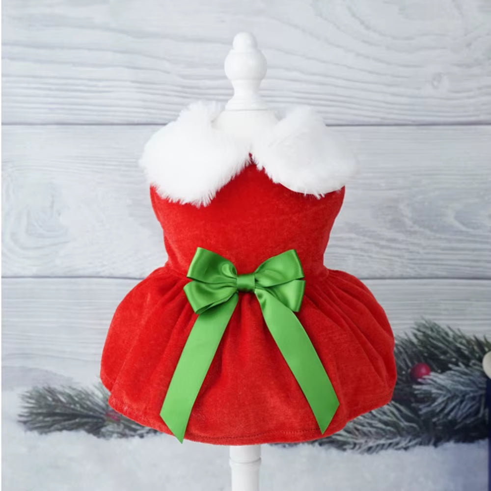 Christmas Dog Dress Pet Christmas Costume Cat Clothes Girl Puppy Xmas Holiday Party Cosplay Outfit Winter Apparel for Small Dogs