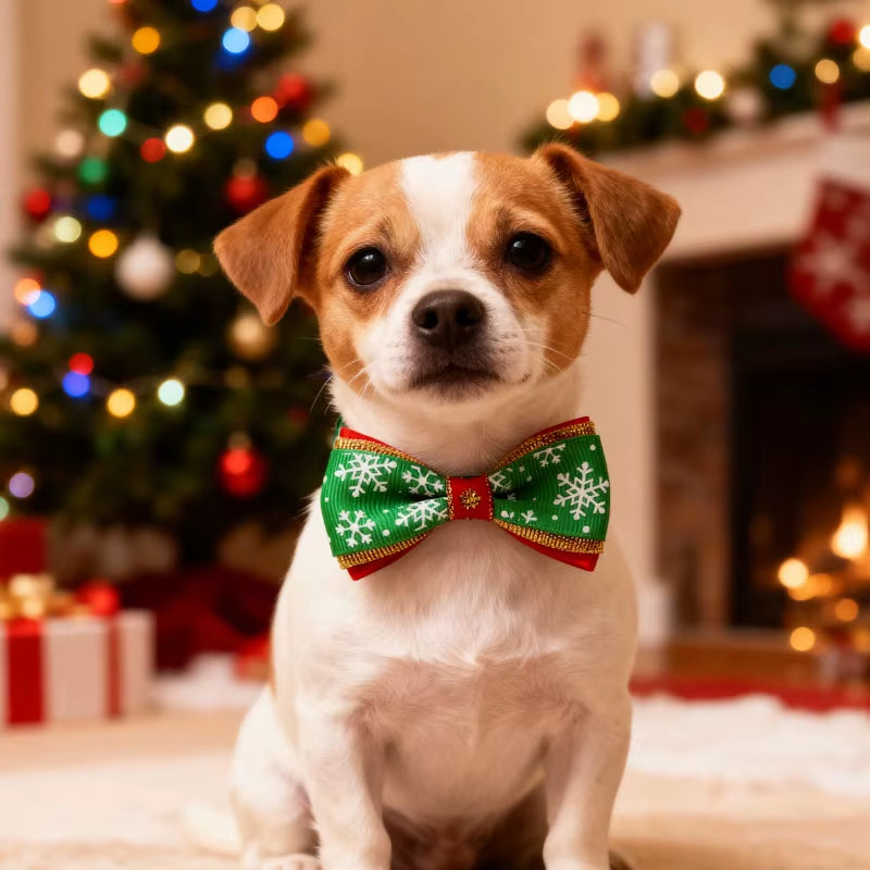 Pet Christmas Bow Tie Dog Collar with Bowknot Stylish Holiday Pet Accessory for Dogs Perfect for Christmas and Special Occasions