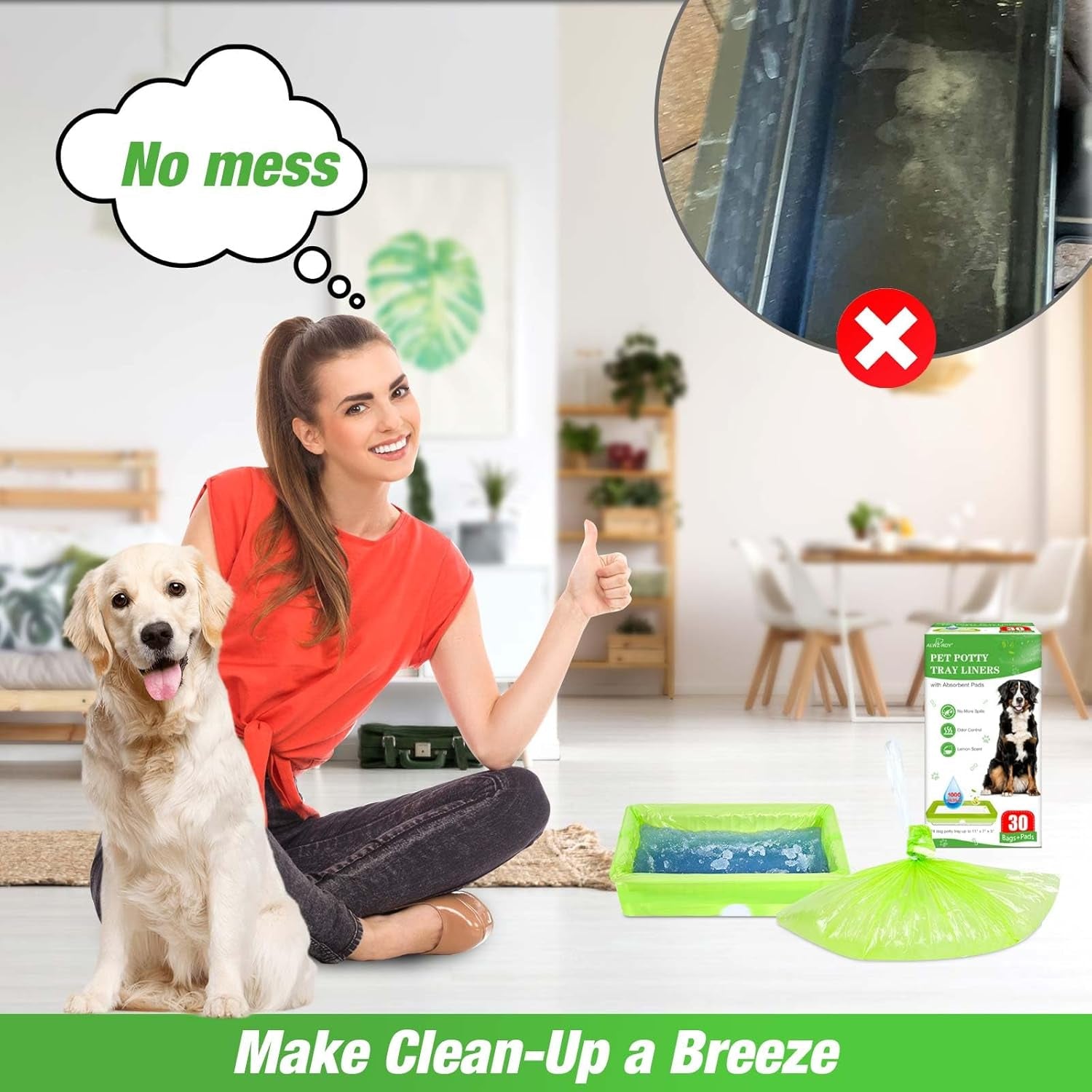 30 Pack Pet Loo Liners with Super Absorbent Pads for Petsafe Dog Potty Disposable Drawstring Pet Pee Pod Tray Bags Urine Disposal Kit Lemon Scent